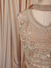 Light Brown Sequins and Beads Embroidered Design Tissue Silk Party Wear Palazzo Suit with Matching Choker Dupatta