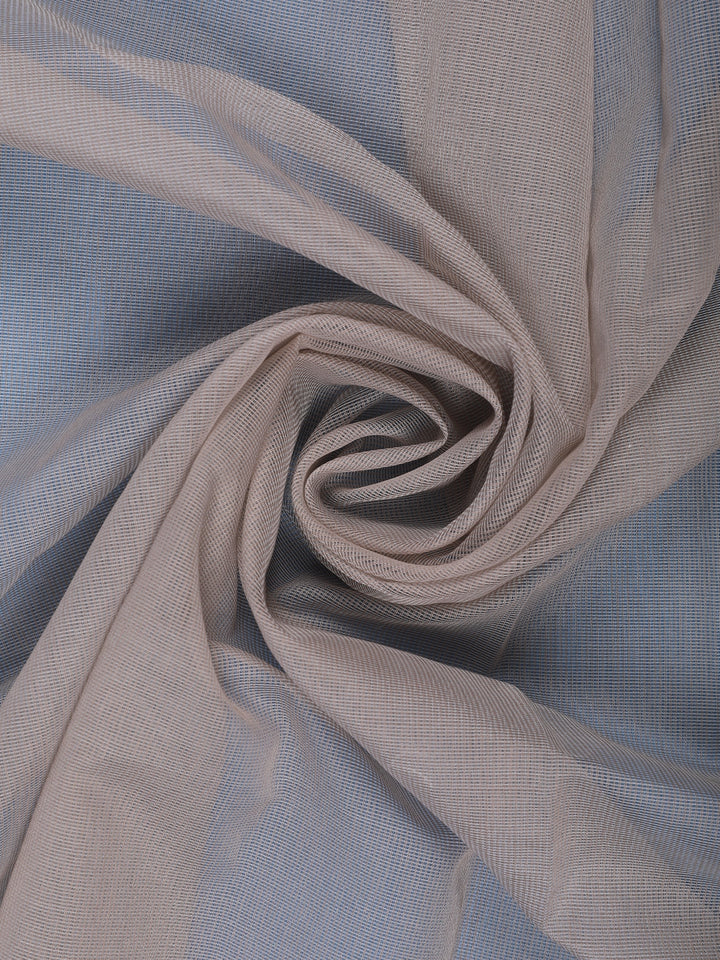 Light Brown Solid Design Tissue Saree With Scalloped Floral Embroidered Border - Diadem