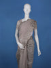 Light Brown Solid Design Tissue Saree With Scalloped Floral Embroidered Border - Diadem