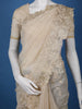Light Brown Solid Design Tissue Saree With Scalloped Floral Embroidered Border - Diadem