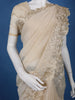 Light Brown Solid Design Tissue Saree With Scalloped Floral Embroidered Border - Diadem