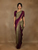 Light Brown Solid Design Tussar Silk Saree With Purple Contrast Border