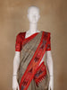 Light Brown Solid Design Tussar Silk Saree With Red Contrast Border