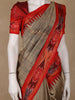 Light Brown Solid Design Tussar Silk Saree With Red Contrast Border