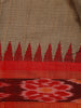 Light Brown Solid Design Tussar Silk Saree With Red Contrast Border
