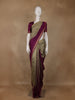 Light Brown Solid Design Tussar Silk Saree With Purple Contrast Border