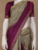 Light Brown Solid Design Tussar Silk Saree With Purple Contrast Border