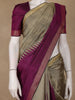 Light Brown Solid Design Tussar Silk Saree With Purple Contrast Border