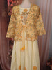 Light Butter Yellow Floral Printed Design Cotton Long Anarkali Kurti with Printed Jacket