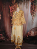 Light Butter Yellow Floral Printed Design Cotton Long Anarkali Kurti with Printed Jacket