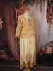 Light Butter Yellow Floral Printed Design Cotton Long Anarkali Kurti with Printed Jacket