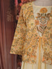 Light Butter Yellow Floral Printed Design Cotton Long Anarkali Kurti with Printed Jacket
