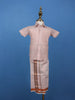Light Copper Silk Dhoti With Matching Half Sleeve Shirt - Diadem