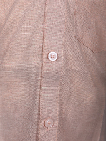 Light Copper Silk Dhoti With Matching Half Sleeve Shirt - Diadem