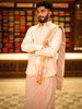 Light Copper Solid Woven Design Shirt with Zari Border Matching Dhoti Set