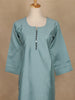 Light Cyan Blue Solid Cotton Kurti With Button Detailing