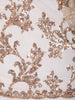 Light Golden Beige Floral Vine Sequins Embroidered Design Net Party Wear Saree with Scalloped Border