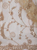 Light Golden Beige Heavy Sequins and Beads Embroidered Design Net Party Wear Saree with Stitched Designer Full Sleeve Blouse