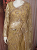Light Golden Beige Heavy Sequins and Beads Embroidered Design Net Party Wear Saree with Stitched Designer Full Sleeve Blouse