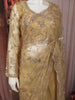 Light Golden Beige Heavy Sequins and Beads Embroidered Design Net Party Wear Saree with Stitched Designer Full Sleeve Blouse