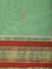 Light Green Buttas Design Cotton Saree With Contrast Border