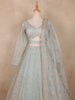 Light Green Floral And Sequins Embroidered Net Bridal Lehenga Set - Diadem