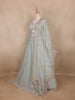 Light Green Floral And Sequins Embroidered Net Bridal Lehenga Set - Diadem