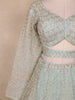 Light Green Floral And Sequins Embroidered Net Bridal Lehenga Set - Diadem