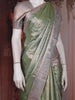 Light Green Floral Design Semi Silk Saree