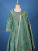 Light Green Floral Design Silk Palazzo Suit - Diadem
