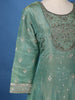 Light Green Floral Design Silk Palazzo Suit - Diadem