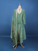 Light Green Floral Design Silk Palazzo Suit - Diadem