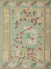 Light Green Floral Embroidered Design Pure Cotton Saree