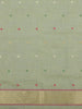 Light Green Floral Embroidered Design Pure Cotton Saree