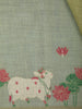 Light Green Floral Embroidered Design Pure Cotton Saree