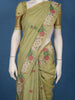 Light Green Floral Embroidered Design Pure Cotton Saree