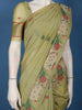 Light Green Floral Embroidered Design Pure Cotton Saree