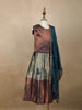 Light Green Floral Embroidered Raw Silk Pattu Pavadai
