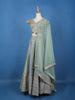 Light Green Floral Embroidered Silk Lehenga for Brides - Diadem