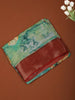 Light Green Floral Printed Design Chiffon Saree with Contrast Zari Border