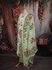 Light Green Floral Printed Design Cotton Anarkali Salwar Suit with Dupatta