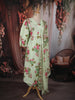 Light Green Floral Printed Design Cotton Anarkali Salwar Suit with Dupatta