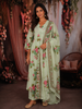 Light Green Floral Printed Design Cotton Anarkali Salwar Suit with Dupatta