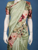 Light Green Floral Printed Design Soft Silk Saree