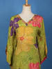 Light Green Floral Printed Synthetic Kaftan Palazzo Suit