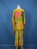Light Green Floral Printed Synthetic Kaftan Palazzo Suit