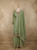Light Green Floral Sequins And Beads Embroidered Design Organza Palazzo Suit with Dupatta
