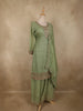 Light Green Floral Sequins And Beads Embroidered Design Organza Palazzo Suit with Dupatta