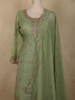 Light Green Floral Sequins And Beads Embroidered Design Organza Palazzo Suit with Dupatta