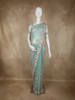 Light Green Floral Sequins and Beads Embroidered Designed Net Designer Saree